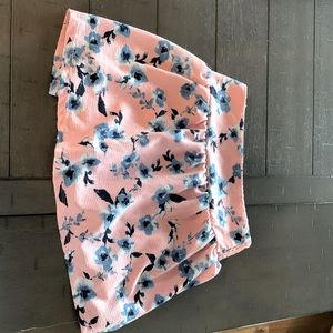 Girls blue and pink floral skirt.